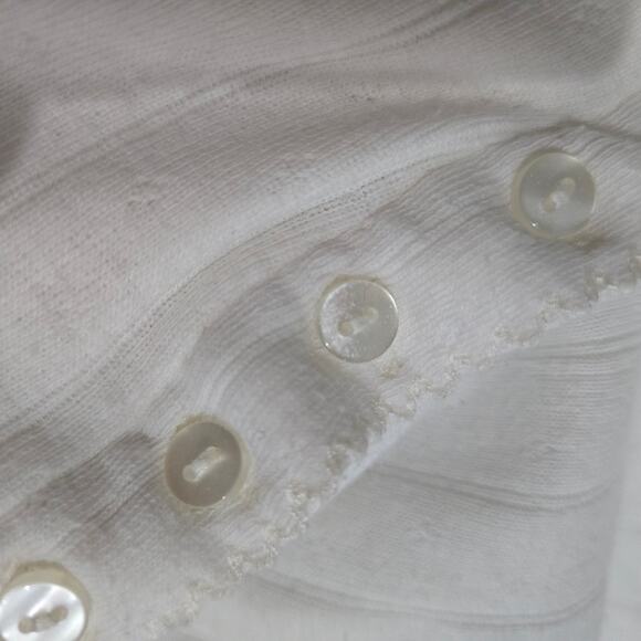 Free People Coffee Chat Pullover Top White Henley Pointelle Knit Oversize Medium - Picture 12 of 13